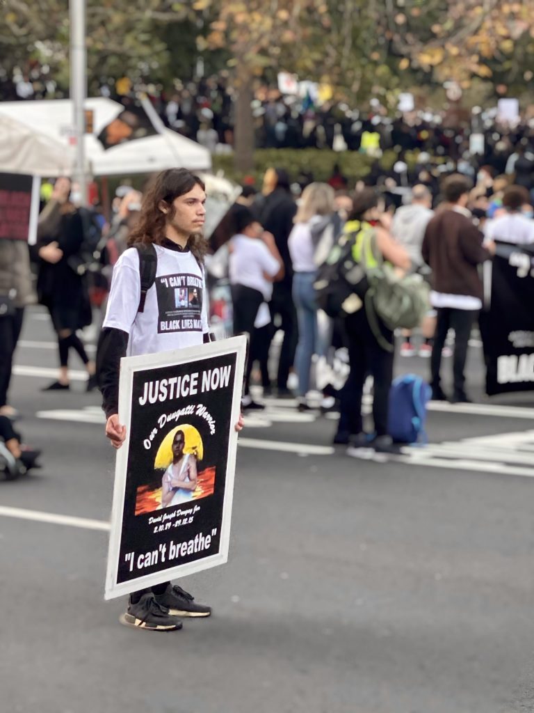 A protester at the Sydney #BLM march on June 6, 2020.