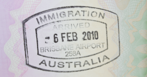 Immigration arrival visa stamp Brisbane Airport