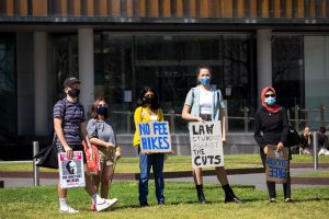 University of Sydney protesters at a demonstration