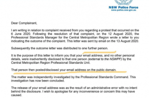 Police letter blaming email leak