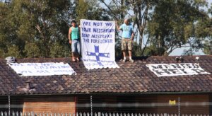 Asylum seekers protesting against detention at Villawood Immigration Detention Centre on 22 April 2011