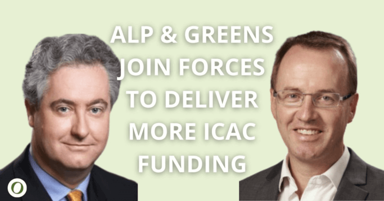 ALP Greens join forces deliver ICAC funding
