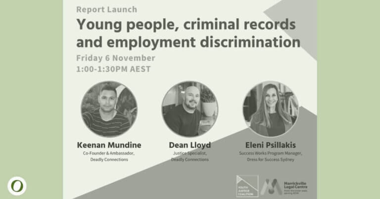 Marrickville Legal Centre is hosting a free webinar on young people, criminal records and employment discrimination.