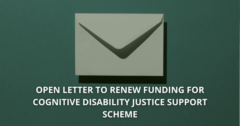 Open letter to renew funding for cognitive disability justice support scheme JAS CIDP