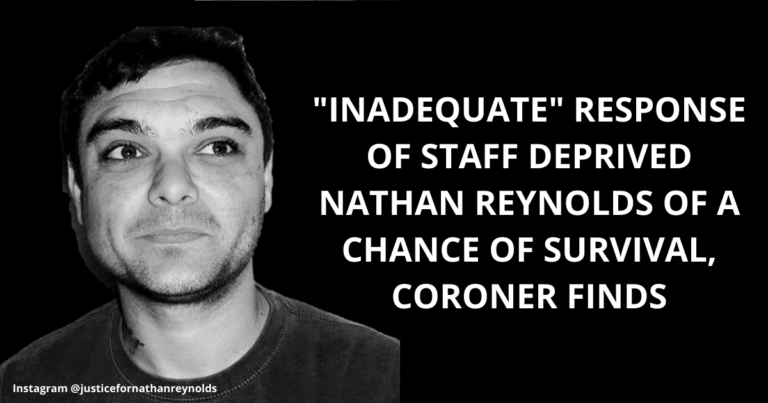 Coroner: Inadequate response of prison staff deprived Nathan Reynolds of a chance of survival