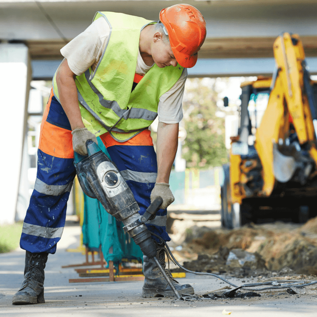 worker using jackhammer may inhale deadly disease causing dust