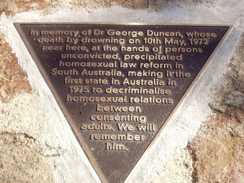 George Duncan, Adelaide law lecturer, commemorated in plaque in Adelaide noting homosexual law reform in his memory