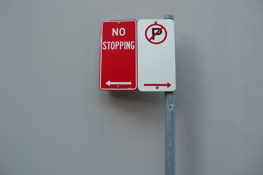 No Parking sign and no stopping sign