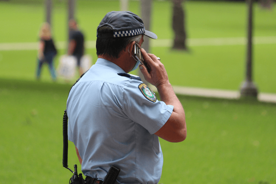 NSW police officer on phone