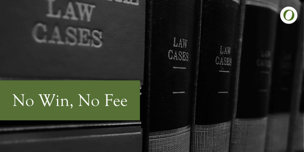 No Win, No Fee with background of legal books