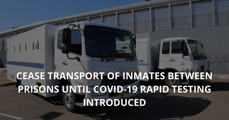 Cease transport of inmates between prisons until COVID-19 rapid testing introduced