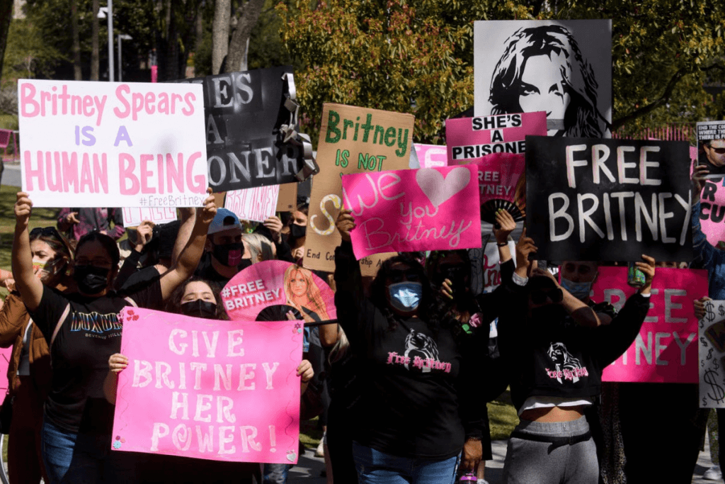 Britney Spears fans protesting for her release from a conservatorship