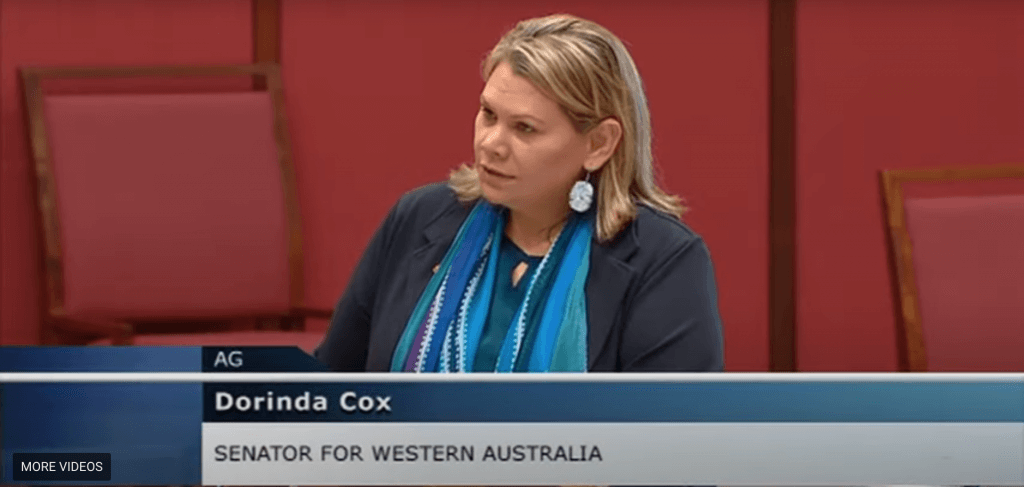 Yamatji Noongar woman and Greens Senator for Western Australia Dorinda Cox's maiden speech included First Nations women