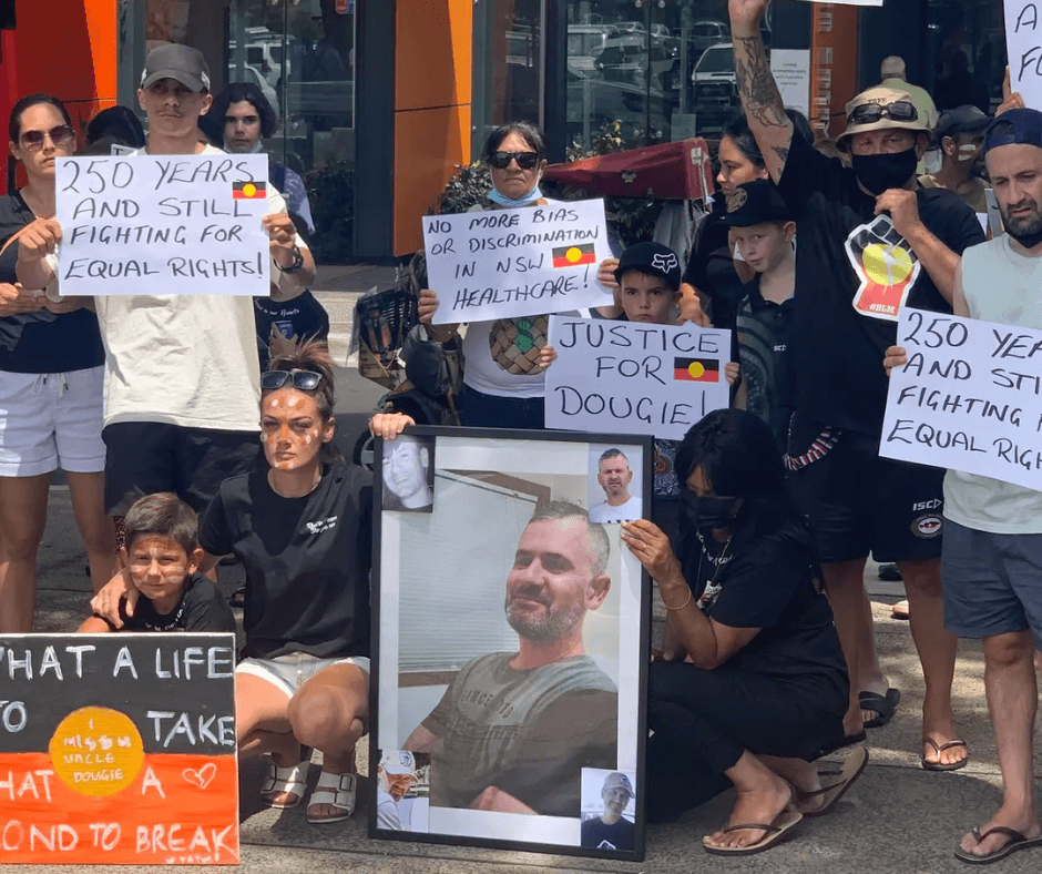 Justice for Dougie protest outside Dubbo Hospital