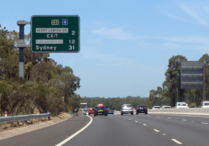 The man was located on the M5 near Moorebank, Sydney