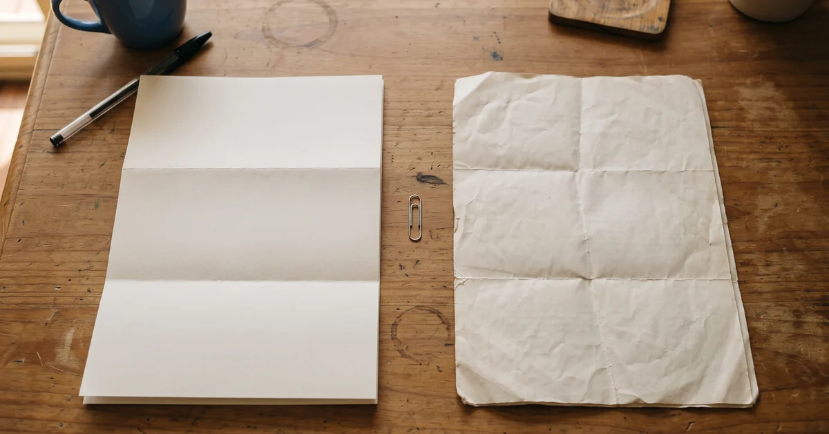 Two documents side by side on a table, both folded closed