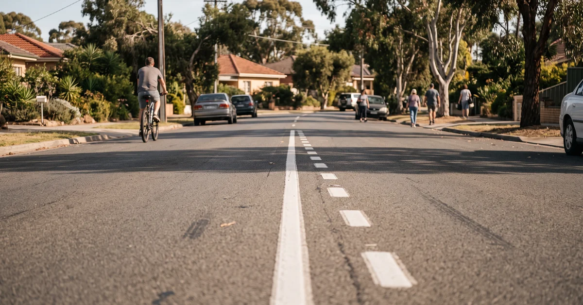 Empty two-lane road with a U-turn break in the centre line