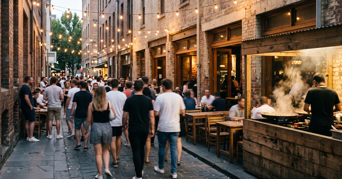 Lively city street at night during a public event