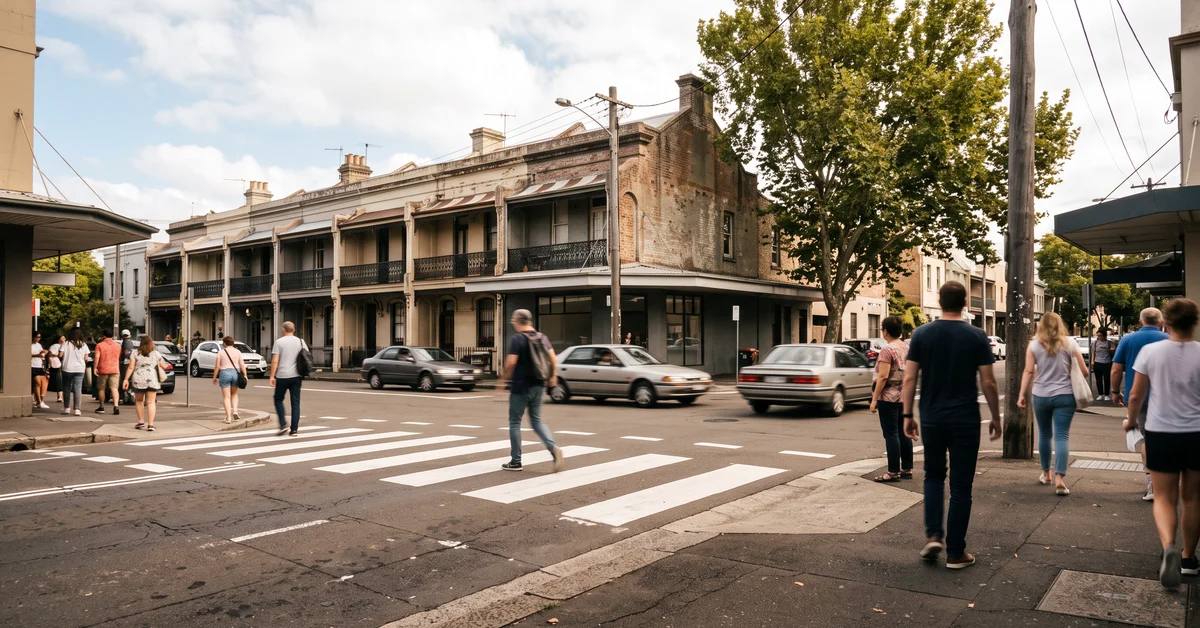 Empty city intersection with pedestrian crossing markings
