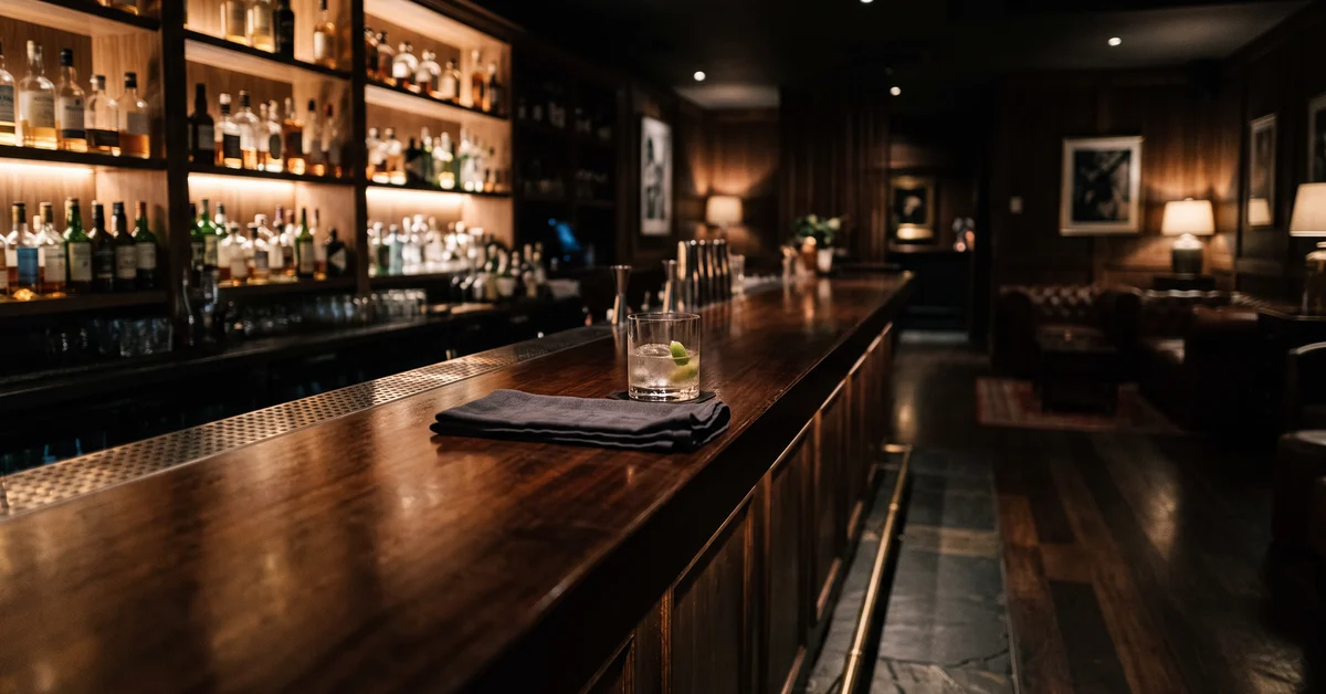 Empty upmarket cocktail bar in Sydney's eastern suburbs late at night