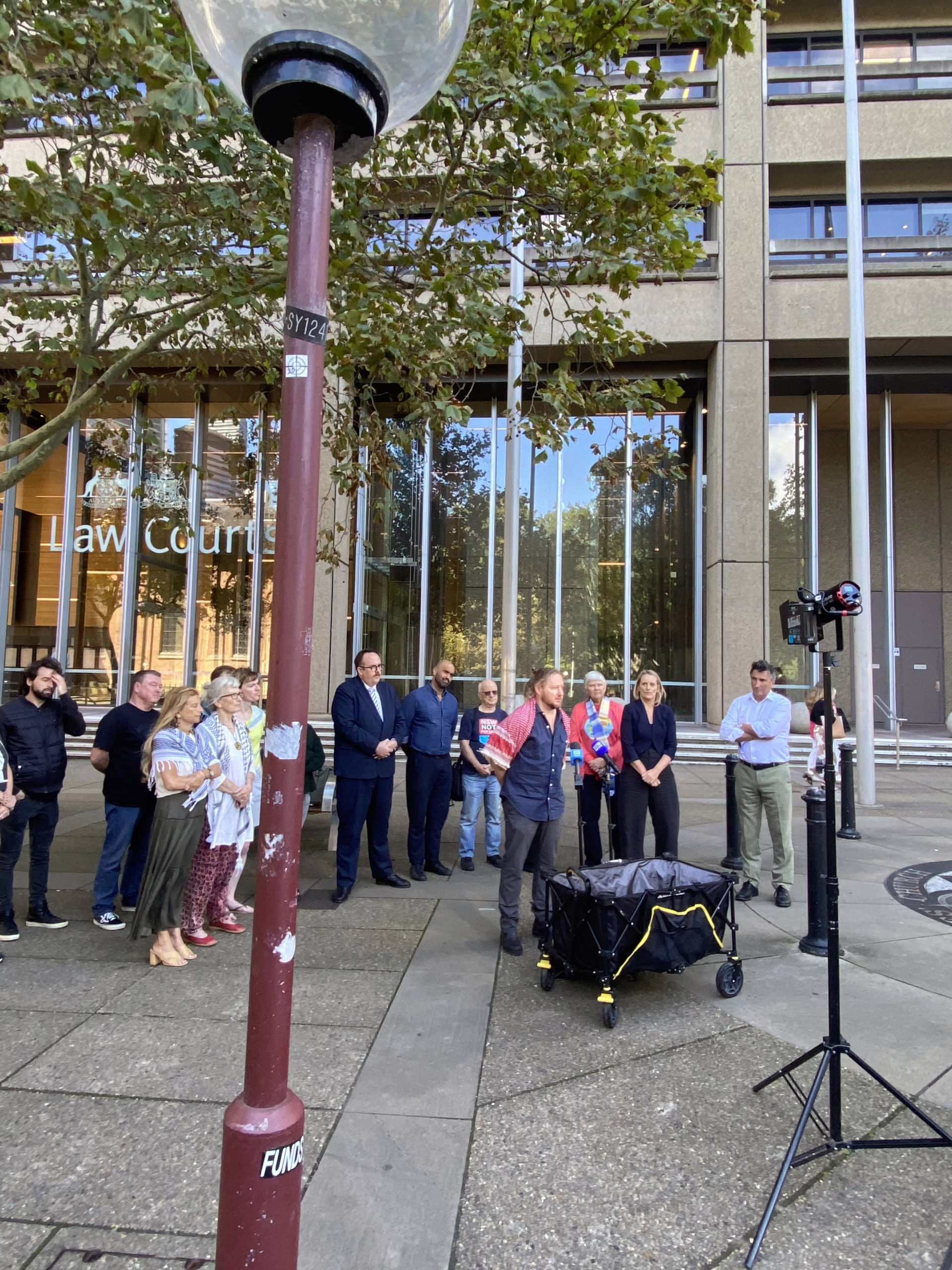 right to protest - Peter O'Brien outside Supreme Court NSW