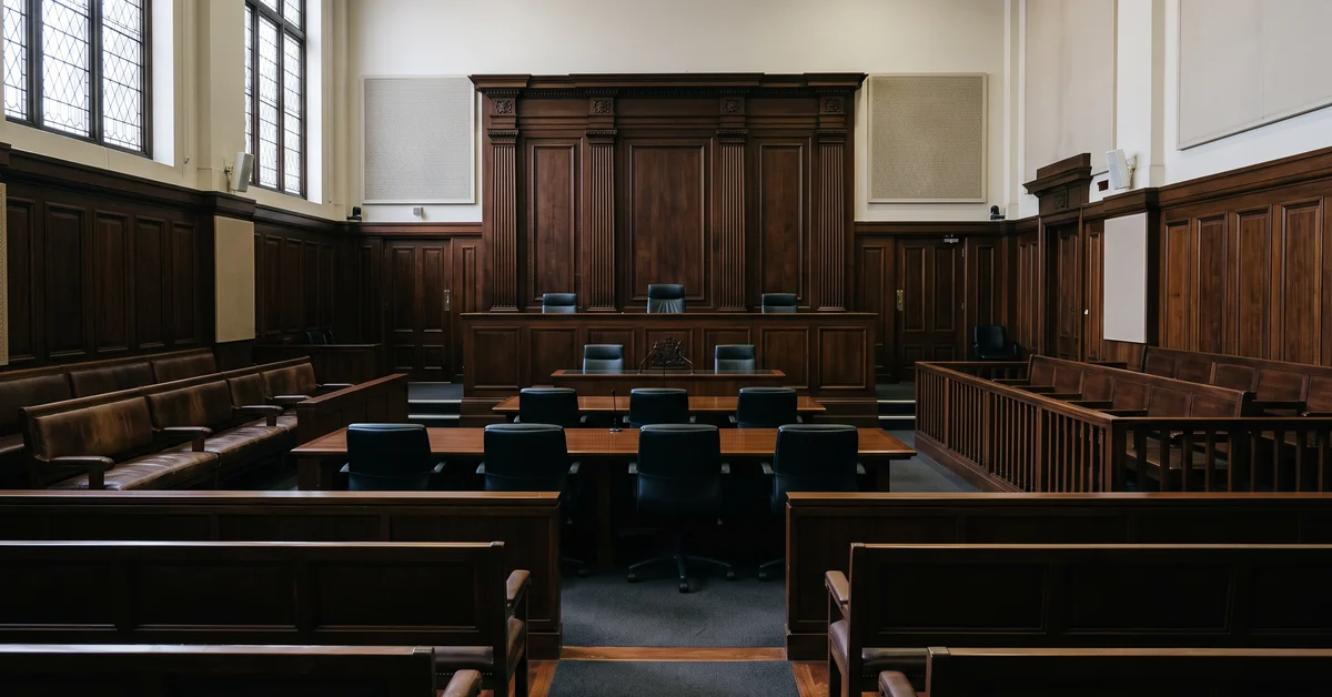 Empty formal courtroom in a NSW Supreme Court building