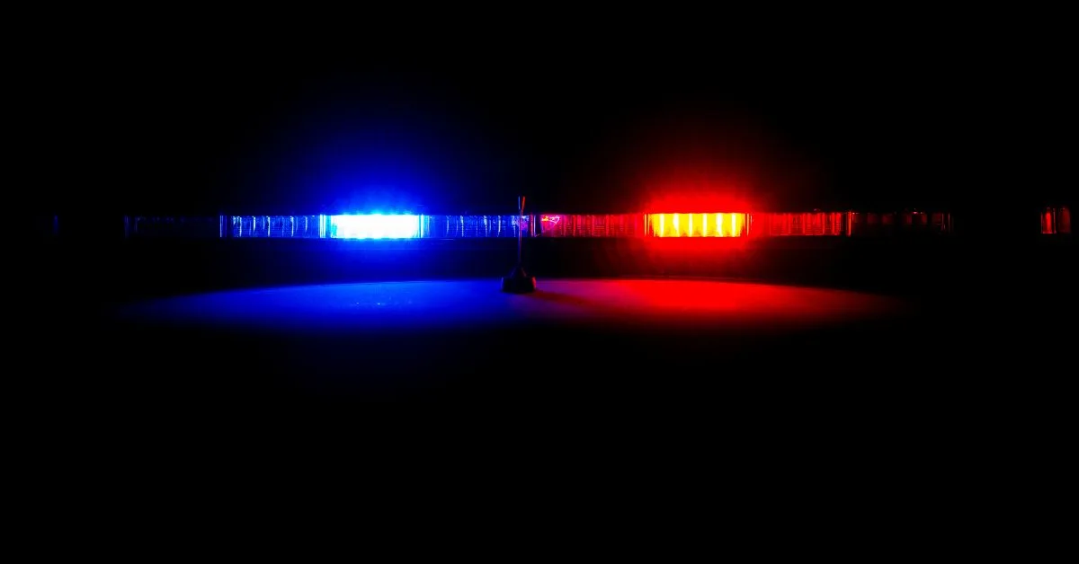 a police car with its siren on