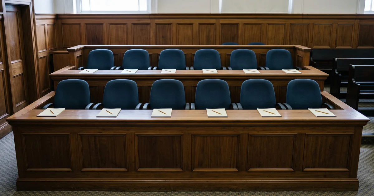 Empty jury box in a NSW Supreme Court courtroom