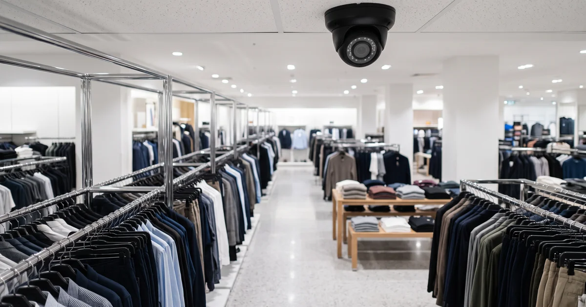 Security camera above a department store floor during trading