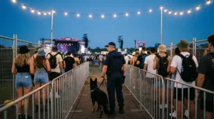 Nsw police officer with drug sniffer dog