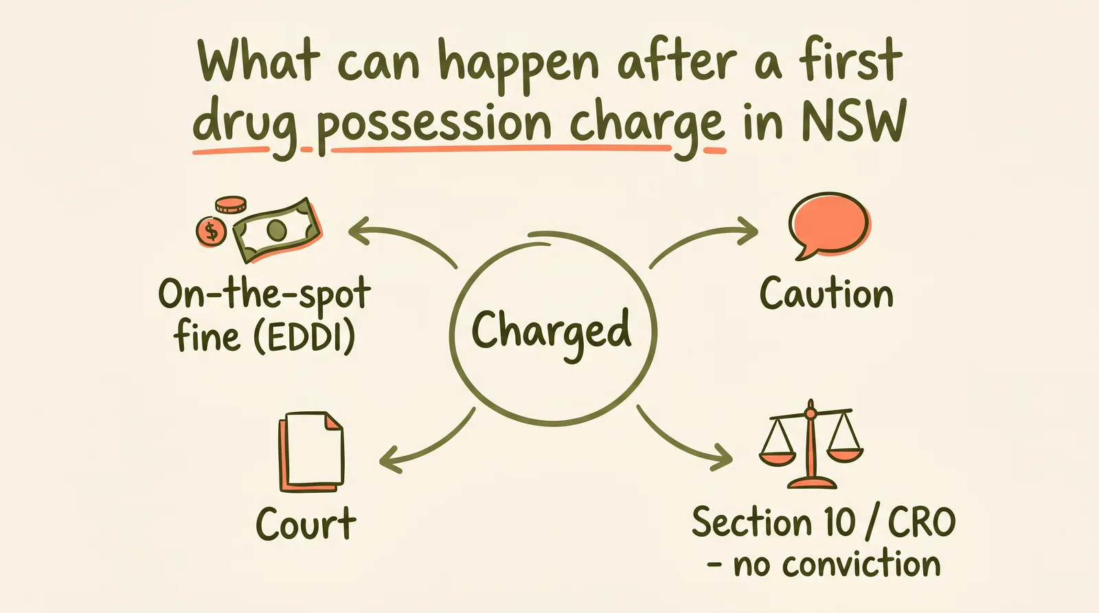What happens a drug possession charge in NSW
