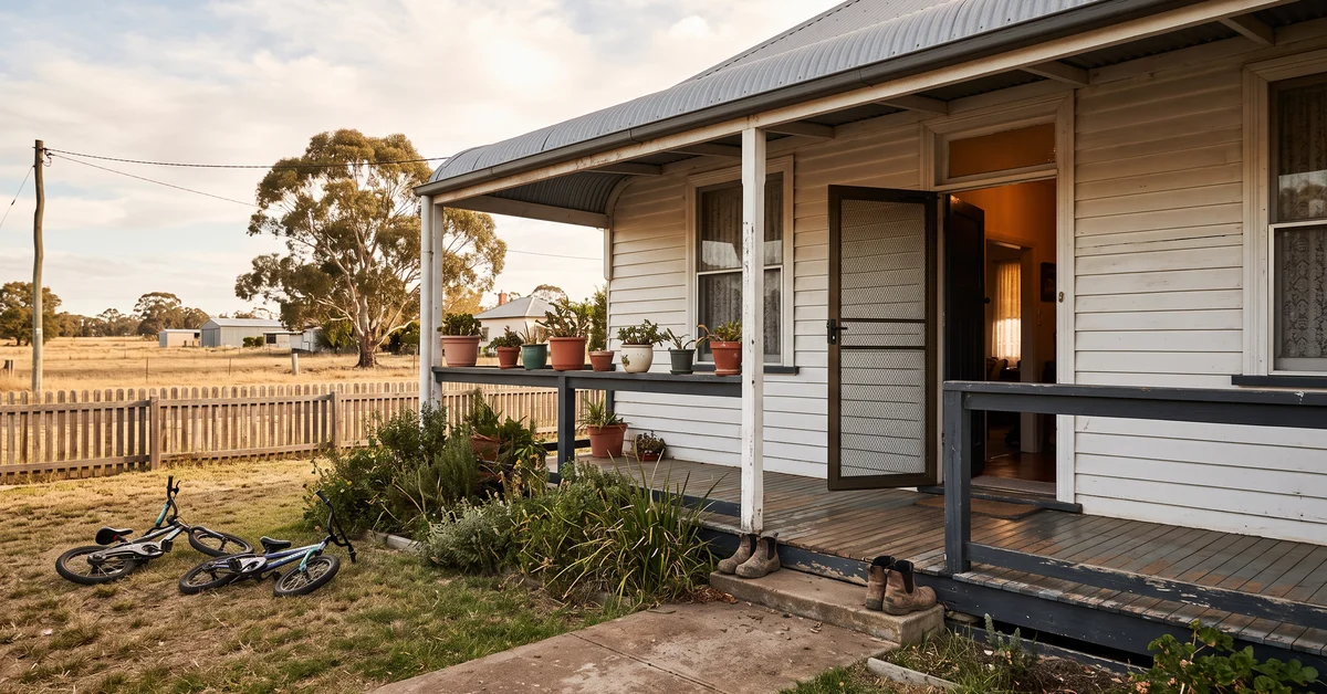 Verandah of a small-town home in warm afternoon light